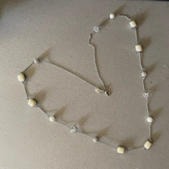 Ann Taylor “Luxury Line” Multi Bead 34" Saturn Necklace in Silver & Cream Tones - Picture 5 of 7